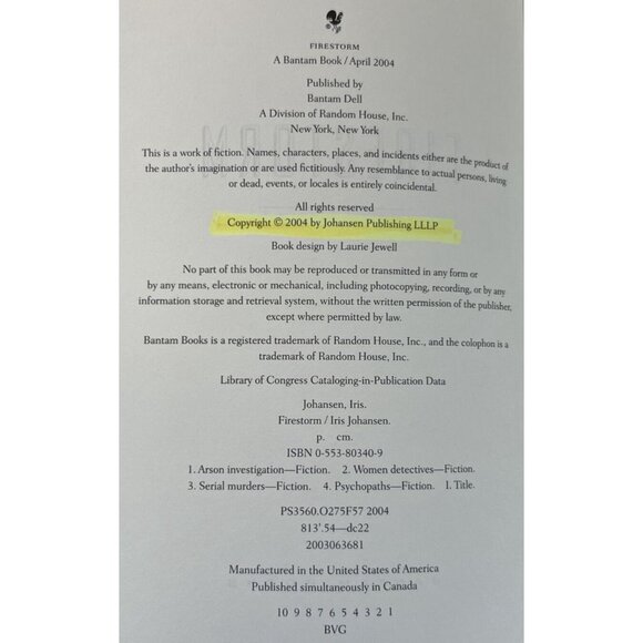 Lot of 2 Iris Johansen Romantic Thriller Hardcover Books Firestorm Storm Cycle - Picture 5 of 11